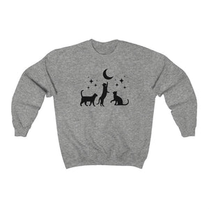 Black Cats Crescent Moon Halloween Crewneck Sweatshirt, Halloween sweatshirt, gift for cat lover, spooky season sweatshirt, oversized sweats