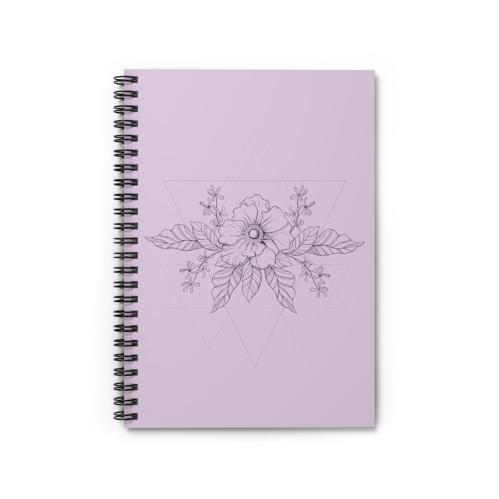 Anemone Simple Flower Geometric Tattoo Design "Wild Geometry" Spiral Notebook in Orchid - Fractalista Designs