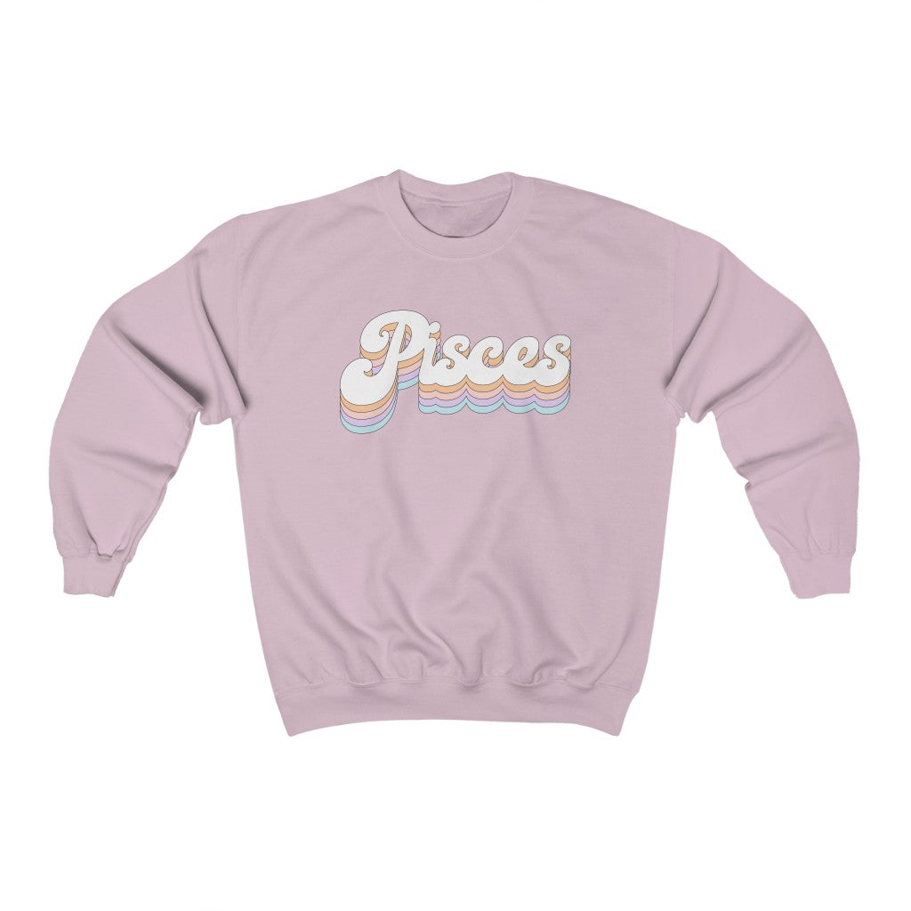 Pisces Astrology Crewneck Sweatshirt Retro Rainbow – Fractalista ...