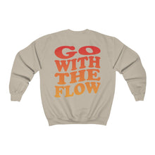 Go with the Flow - Retro wavy text on back, 90s y2k sweatshirt Unisex Heavy Blend Crewneck Sweatshirt