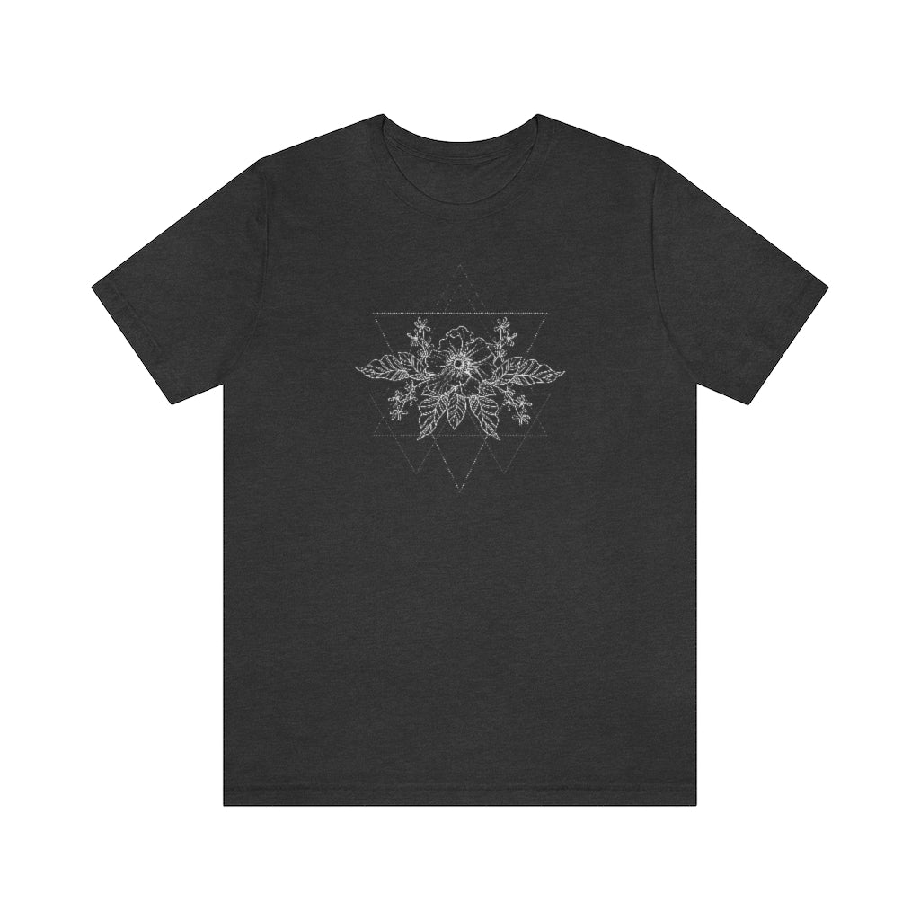 Anemone Simple Flower Geometric Tattoo Design "Wild Geometry" Unisex Jersey Short Sleeve Tee - Fractalista Designs