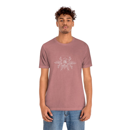 Anemone Simple Flower Geometric Tattoo Design "Wild Geometry" Unisex Jersey Short Sleeve Tee - Fractalista Designs