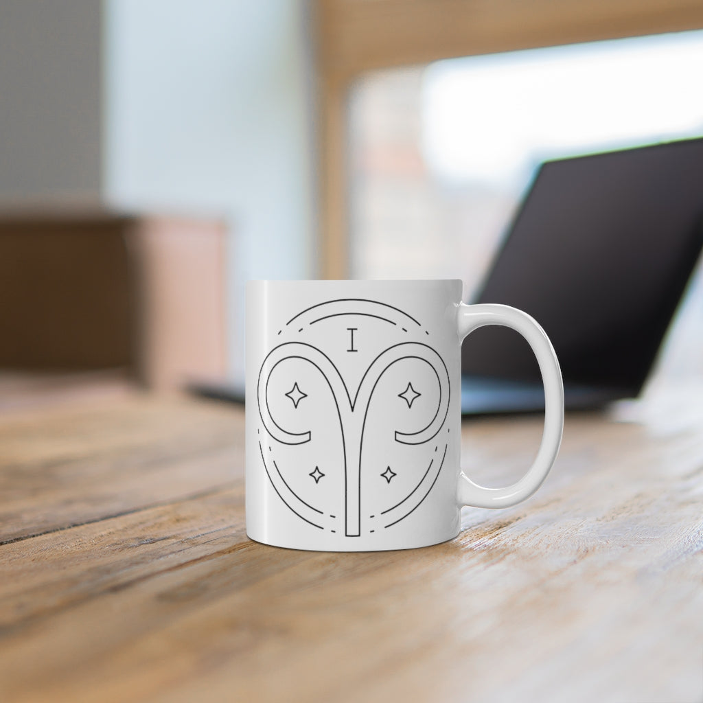 Aries Symbol Zodiac Ram Astrology Ceramic Mug 11oz - Fractalista Designs