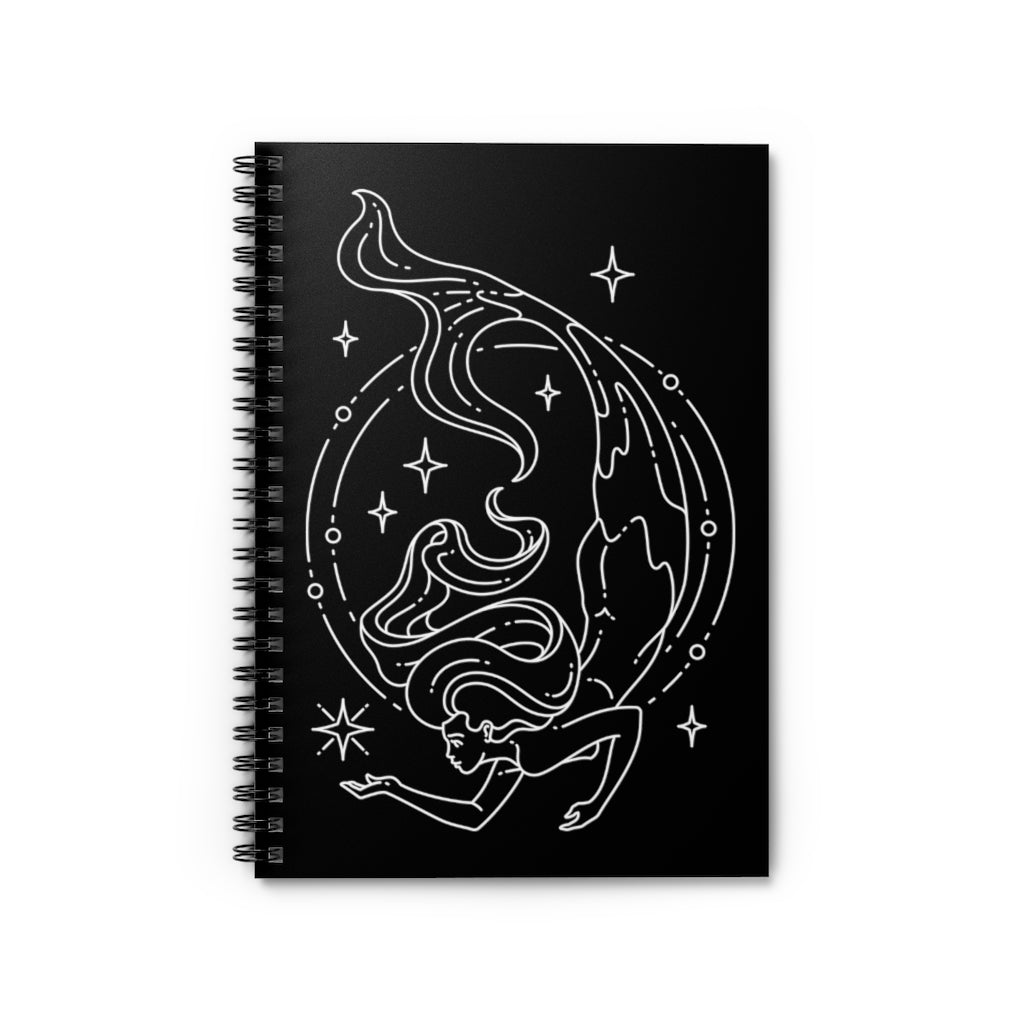 Pisces "Dive Deep" Mermaid Goddess Astrology Zodiac Spiral Notebook - Ruled Line