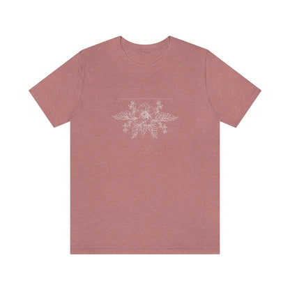 Anemone Simple Flower Geometric Tattoo Design "Wild Geometry" Unisex Jersey Short Sleeve Tee - Fractalista Designs