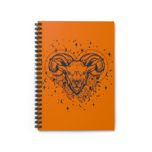 Aries Ram "Aries Renewal" Zodiac Astrology Spiral Notebook in Spanish Orange