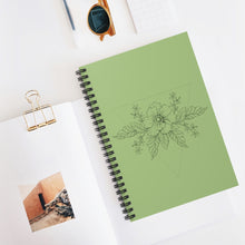 Anemone Simple Flower Geometric Tattoo Design "Wild Geometry" Spiral Notebook in Olivine