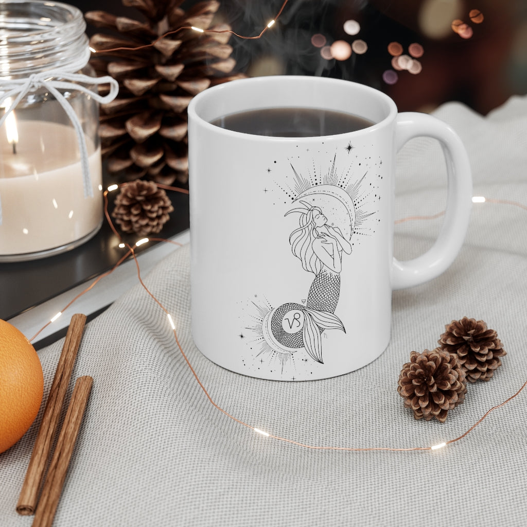 Capricorn Mermaid Sea Goat Zodiac Astrology "Ambition" Mug 11oz - Fractalista Designs