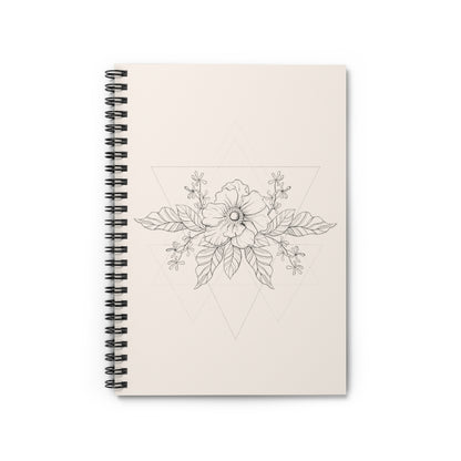 Anemone Simple Flower Geometric Tattoo Design "Wild Geometry" Spiral Notebook in Linen - Fractalista Designs