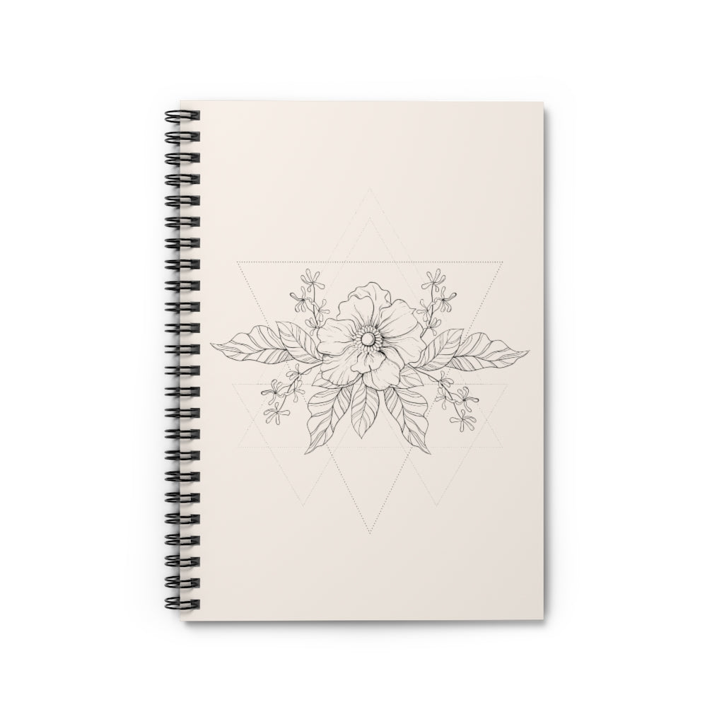 Anemone Simple Flower Geometric Tattoo Design "Wild Geometry" Spiral Notebook in Linen - Fractalista Designs