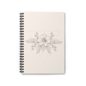 Anemone Simple Flower Geometric Tattoo Design "Wild Geometry" Spiral Notebook in Linen