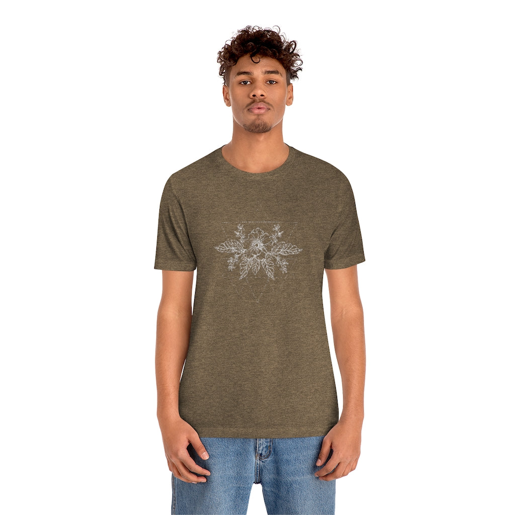 Anemone Simple Flower Geometric Tattoo Design "Wild Geometry" Unisex Jersey Short Sleeve Tee - Fractalista Designs