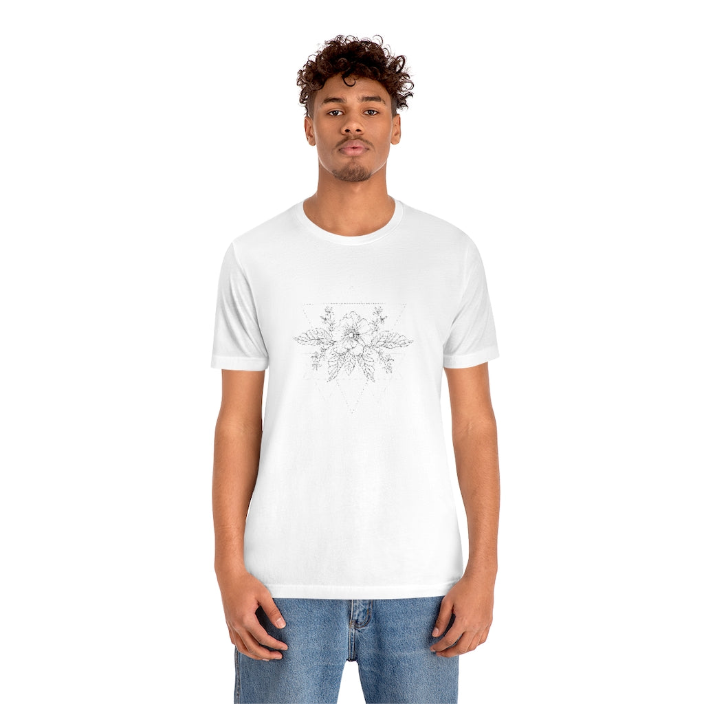 Anemone Simple Flower Geometric Tattoo Design "Wild Geometry" Unisex Jersey Short Sleeve Tee - Fractalista Designs