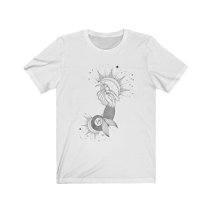 Capricorn Mermaid Sea Goat Goddess "Ambition" Zodiac Astrology Unisex Jersey Short Sleeve Tee - Fractalista Designs