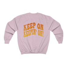 Keep On Keepin' On Smiley Face Sweatshirt Oversized Crew Neck Sweatshirt Retro y2k style, positive words on back, gift for vsco girl, sunset