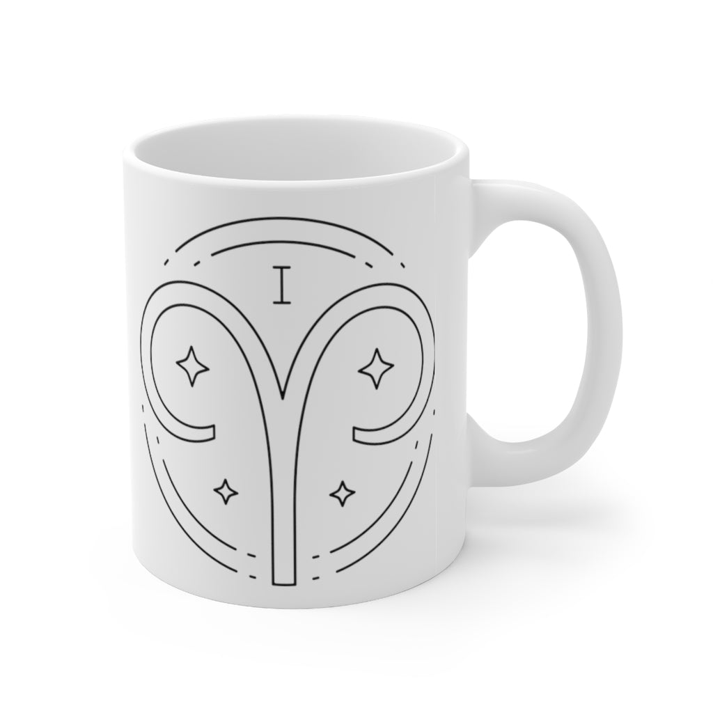 Aries Symbol Zodiac Ram Astrology Ceramic Mug 11oz - Fractalista Designs