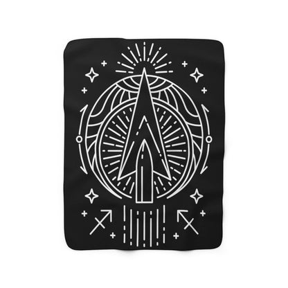 Sagittarius Arrow Zodiac Astrology "Intent" Black Sherpa Fleece Blanket - Fractalista Designs