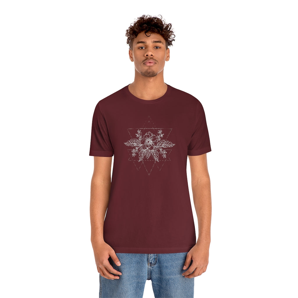 Anemone Simple Flower Geometric Tattoo Design "Wild Geometry" Unisex Jersey Short Sleeve Tee - Fractalista Designs