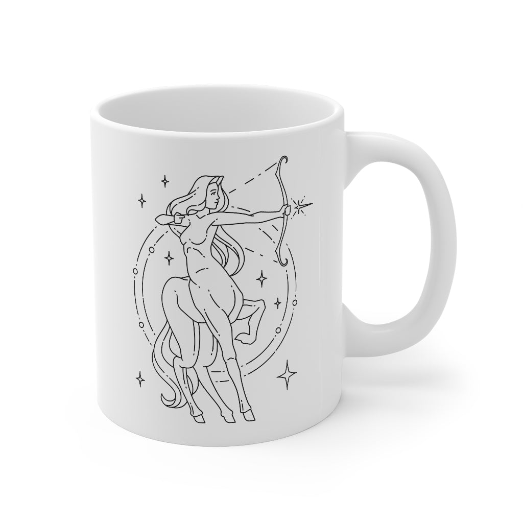 Sagittarius Centaur Zodiac Astrology Goddess "Aspire" White Mug 11oz - Fractalista Designs