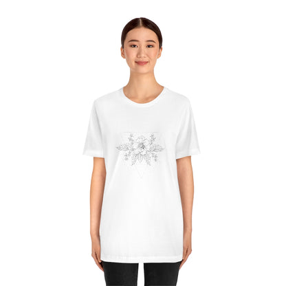 Anemone Simple Flower Geometric Tattoo Design "Wild Geometry" Unisex Jersey Short Sleeve Tee - Fractalista Designs