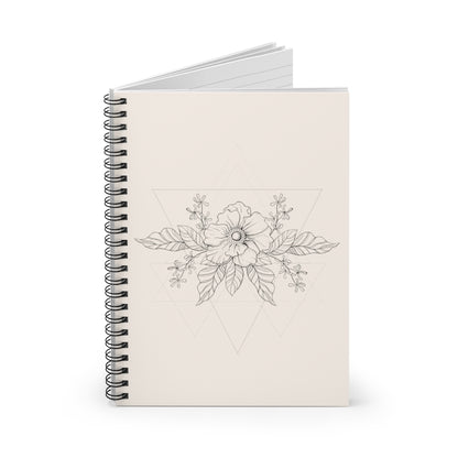 Anemone Simple Flower Geometric Tattoo Design "Wild Geometry" Spiral Notebook in Linen - Fractalista Designs