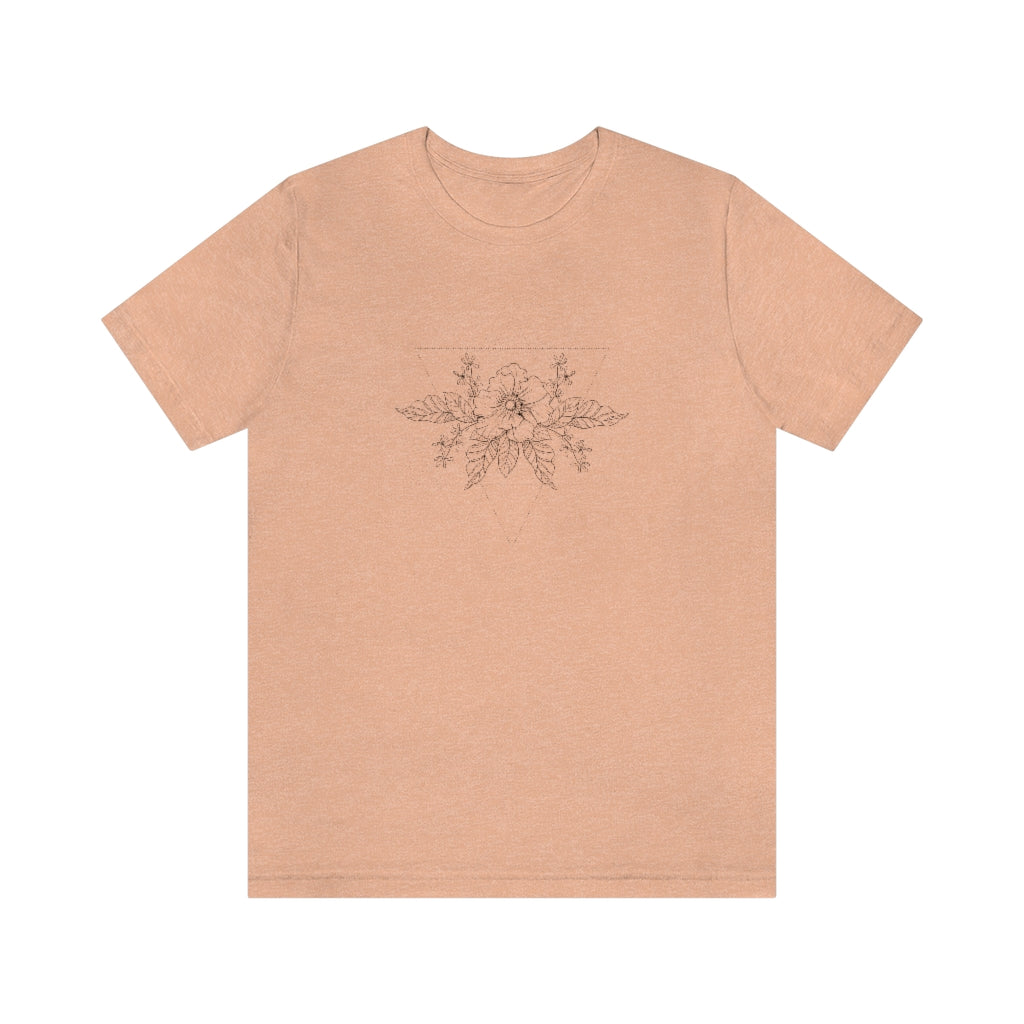 Anemone Simple Flower Geometric Tattoo Design "Wild Geometry" Unisex Jersey Short Sleeve Tee - Fractalista Designs