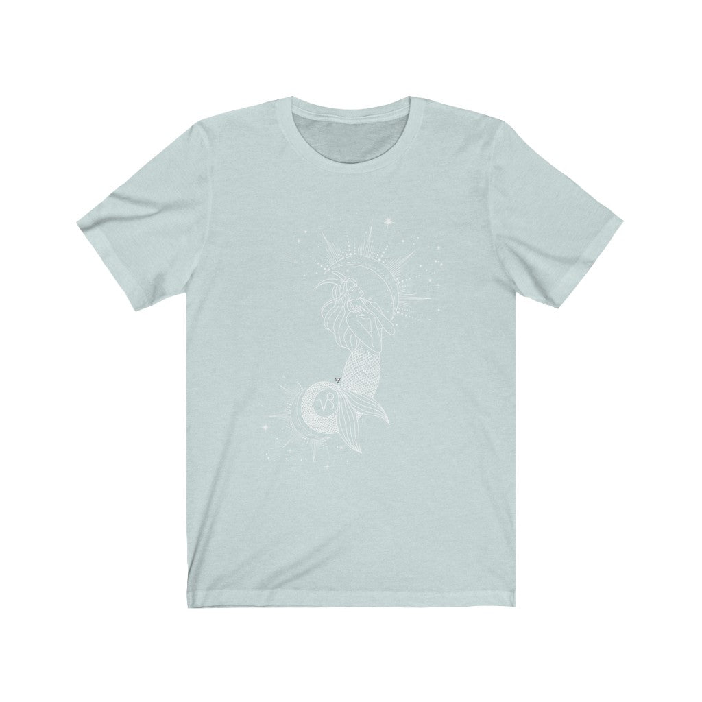 Capricorn Mermaid Sea Goat Goddess "Ambition" Zodiac Astrology Unisex Jersey Short Sleeve Tee - Fractalista Designs