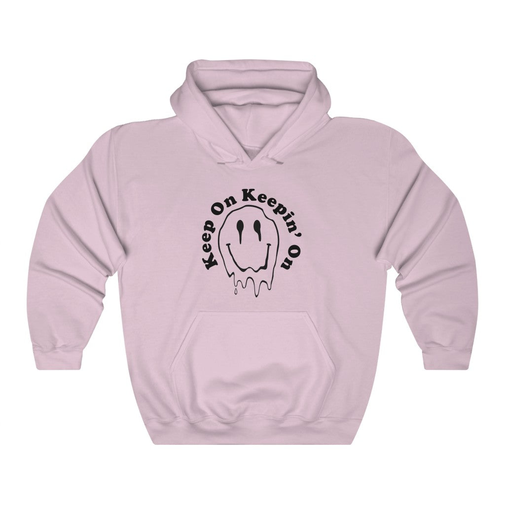 Keep on Keeping on Melting Smiley Face Hoodie