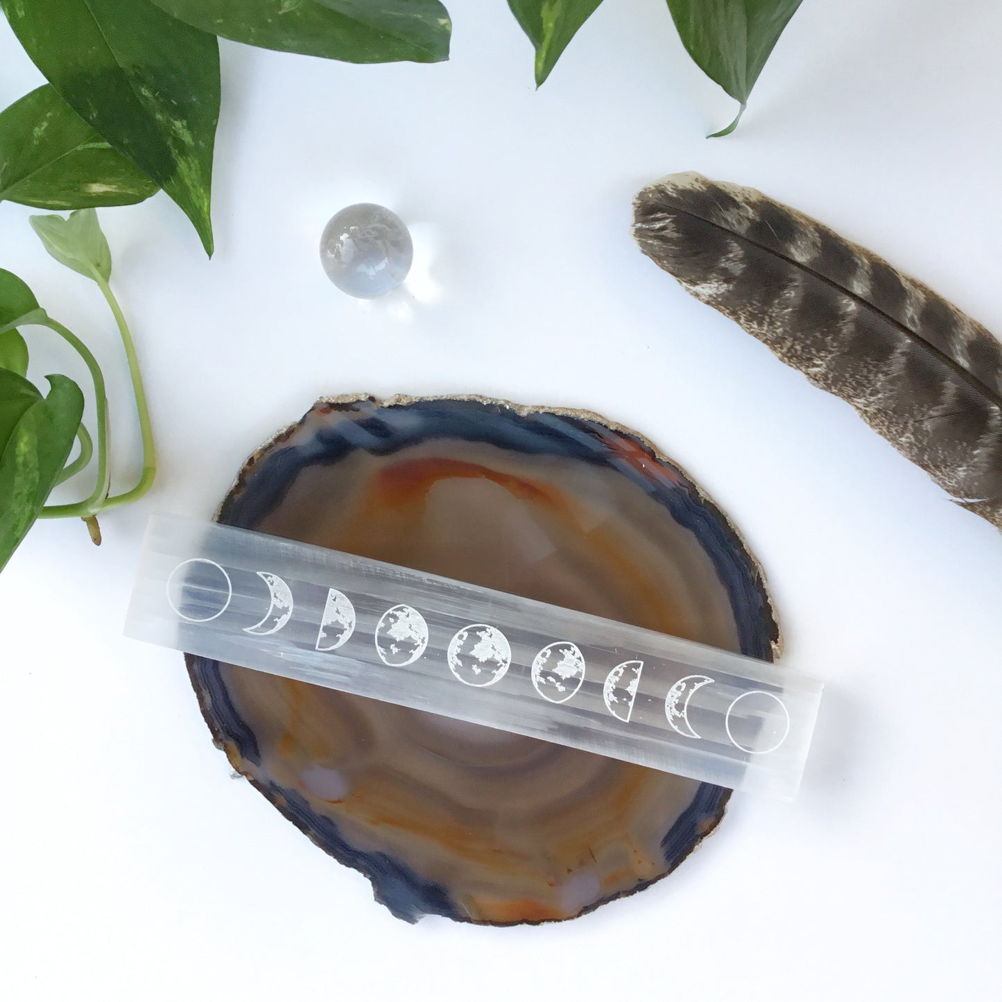Selenite Crystal Charging and Cleansing Blade "Moon Phase"