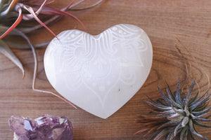 Etched Selenite Heart "Way of the Heart"