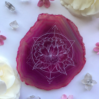 “Floral Dynamics” Peony Agate Slices - Flower Essence Collection