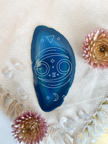 "Home" Cancer Symbol Zodiac Agate Slice ♋️✨ - Fractalista Designs