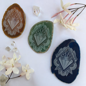 “Lotus Jewel” Floral Agate Slices - Flower Essence Collection