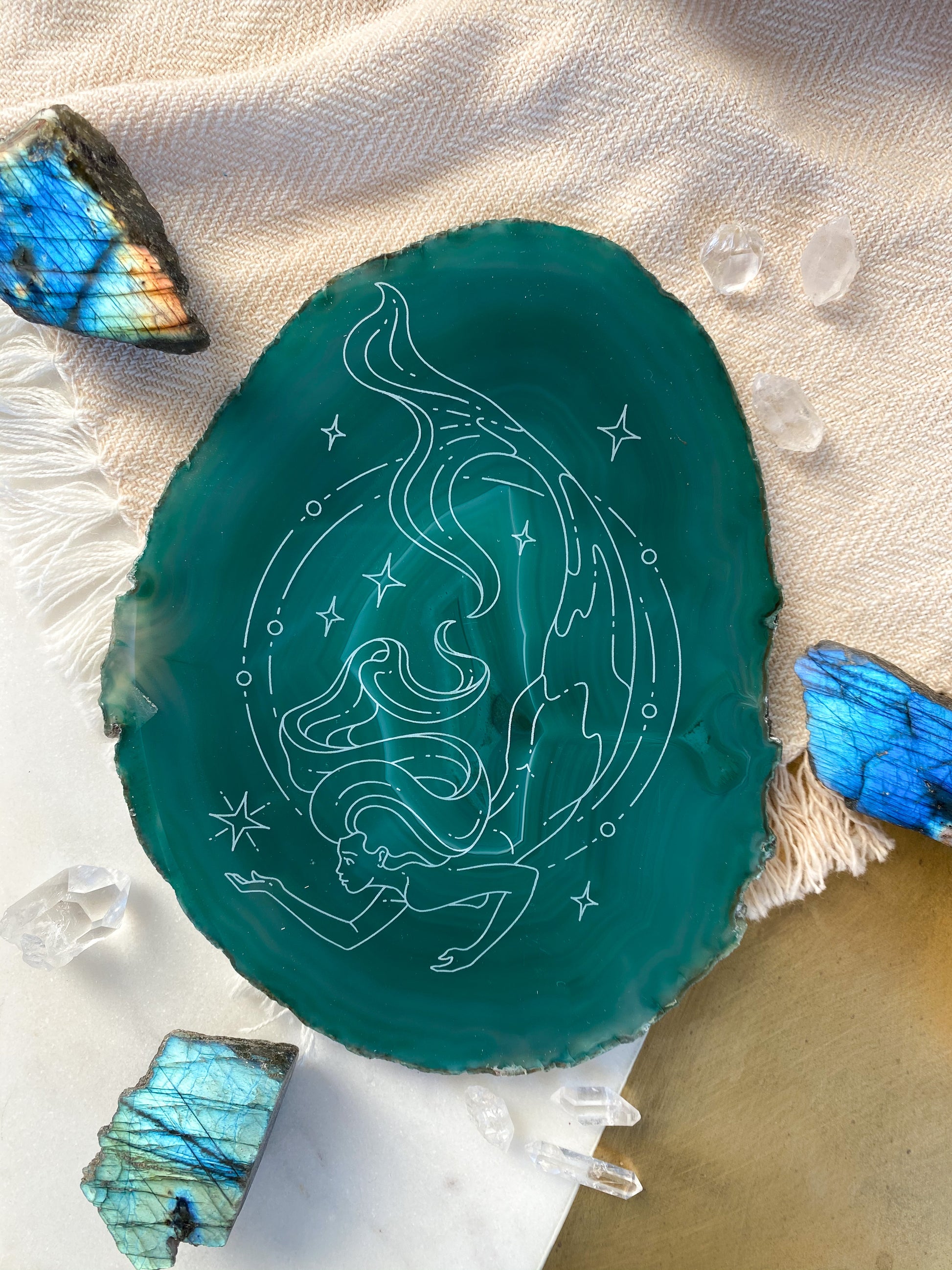 "Dive Deep" Pisces Mermaid Goddess Agate Slices - Fractalista Designs