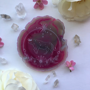 “Taurus Sigil” Daisy Flower Agate Slices