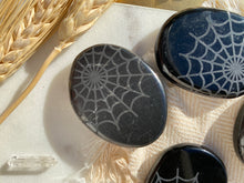 “Cobweb” Spider Web Mandala Shungite or Obsidian Pocketstone