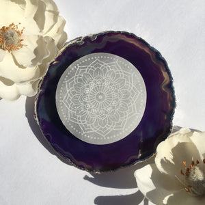 “Radiate Bliss” Selenite Charging Disc, cleansing plate, crystal grid
