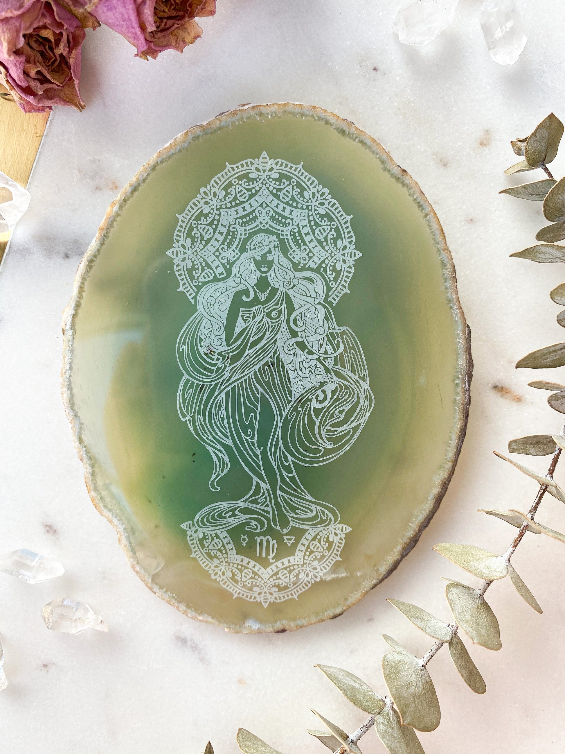 "Earth Goddess" Virgo Zodiac Agate Slices - Oblong - Fractalista Designs