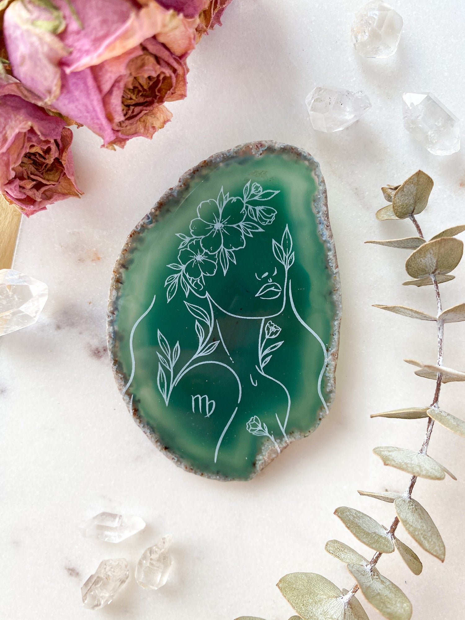 "Clarity" Virgo Zodiac Agate Slices - Round - Fractalista Designs