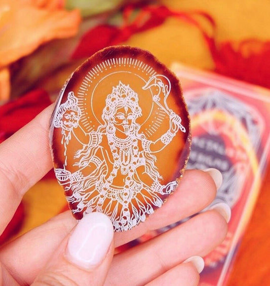 *CLEARANCE DAMAGE 2nd QUALITY* Red Agate Slice “Kali Ma” Goddess Provisions July FINAL SALE - Fractalista Designs