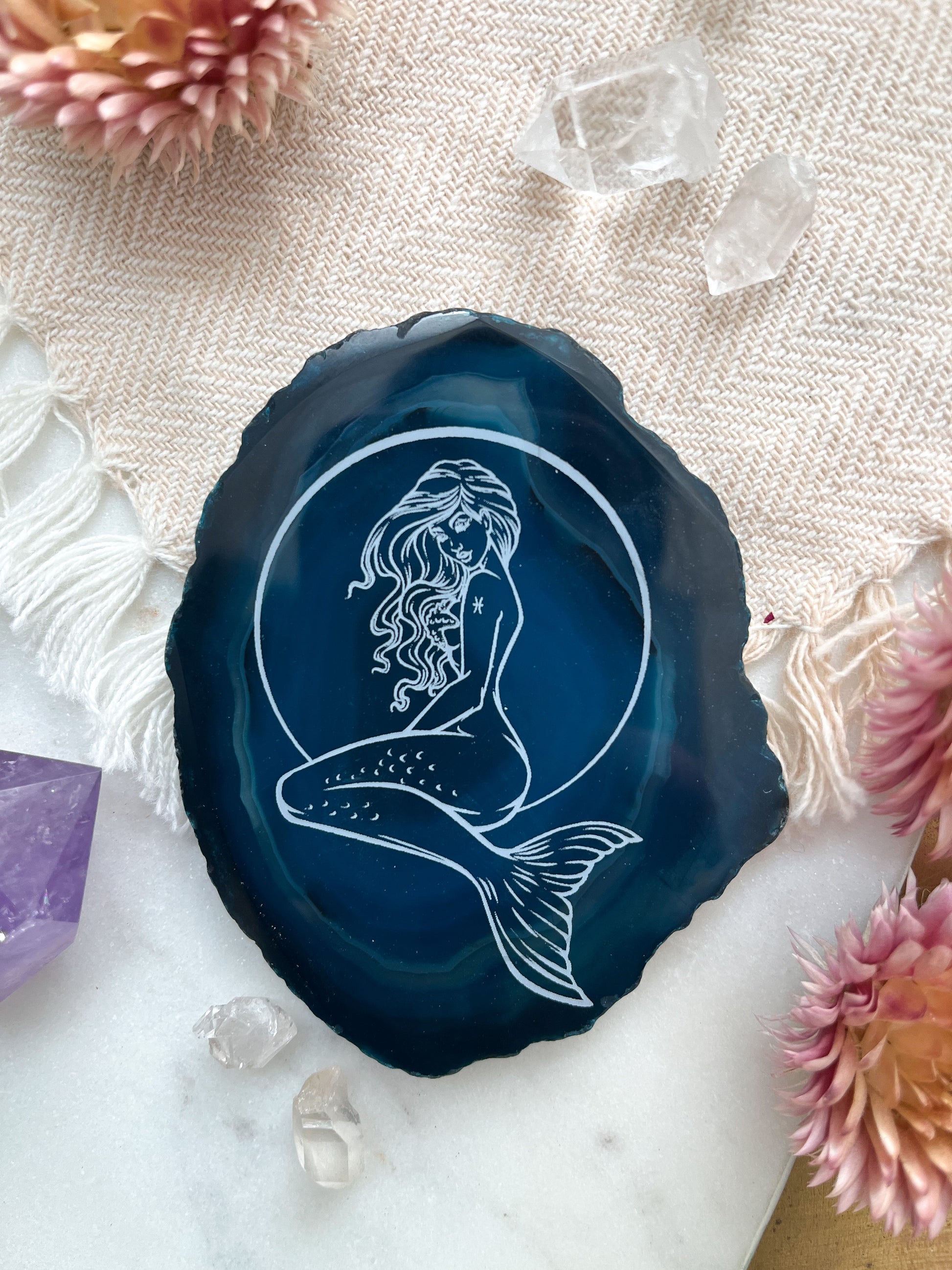 "Siren" Pisces Mermaid Goddess Agate Slices - Fractalista Designs