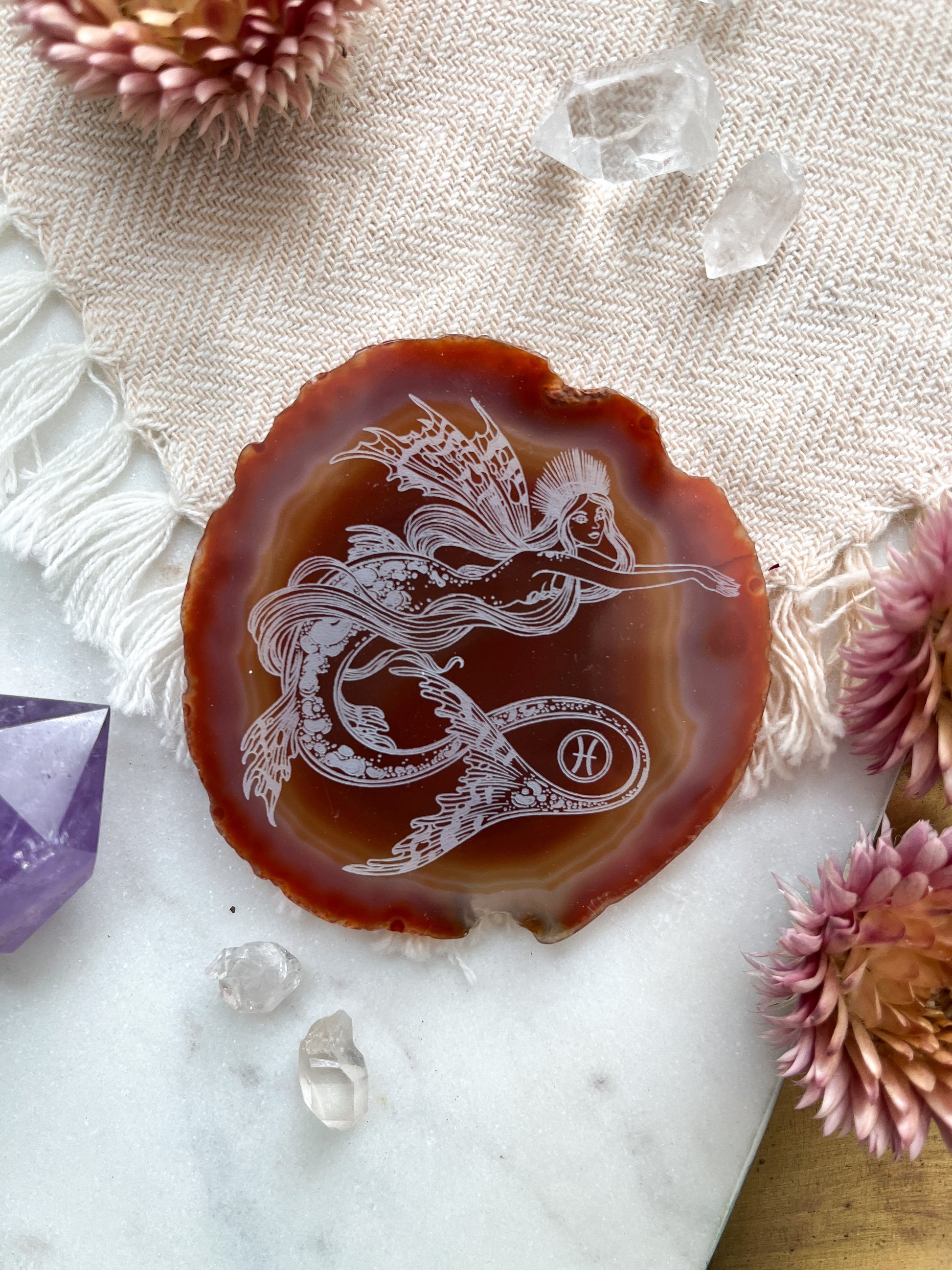 "Sea Nymph" Pisces Mermaid Goddess Agate Slices - Fractalista Designs