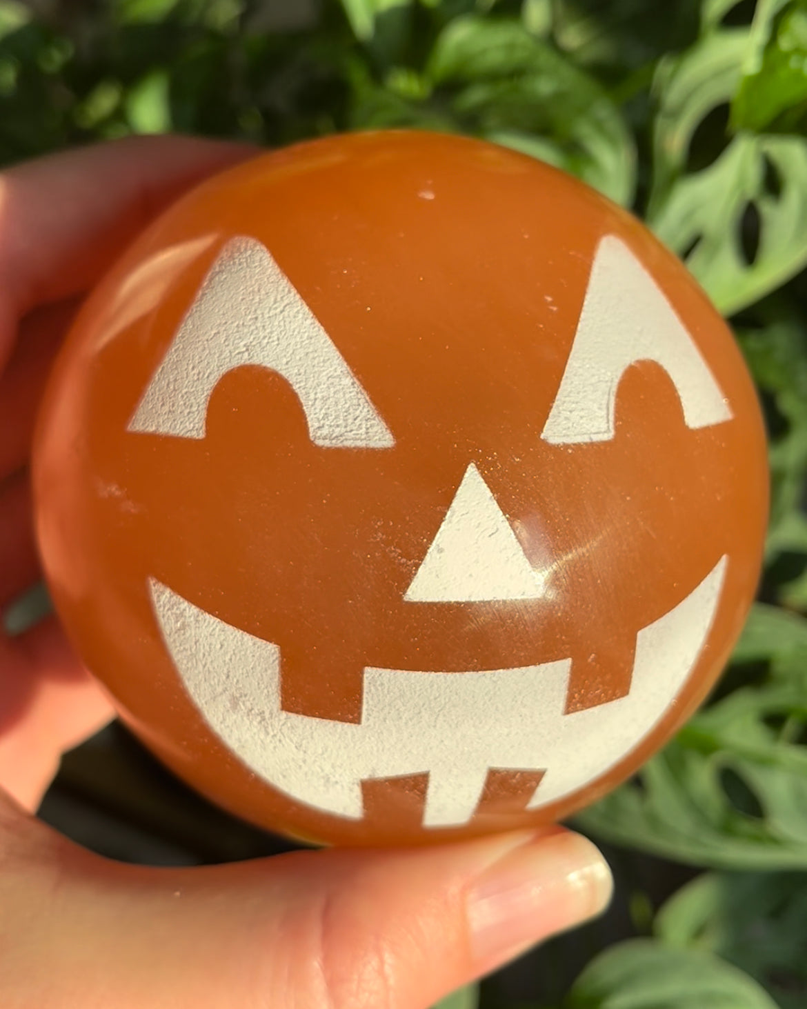 *LIMITED EDITION* Peach Selenite Jack-o-Lantern Spheres - Fractalista Designs