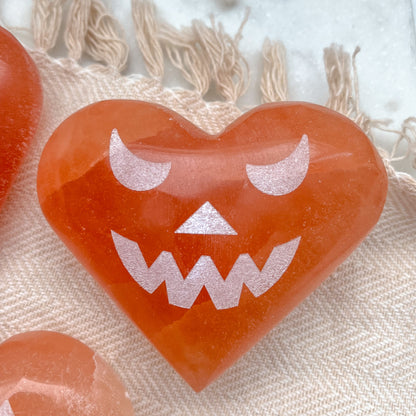 Peach Selenite Heart-o-Lanterns