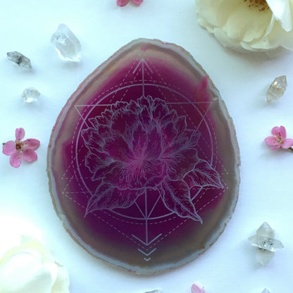 “Floral Dynamics” Peony Agate Slices - Flower Essence Collection