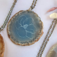 ”Magnolia Matriarch” Magnolia Flower Agate Slice Pendant Necklace - Flower Essence Collection