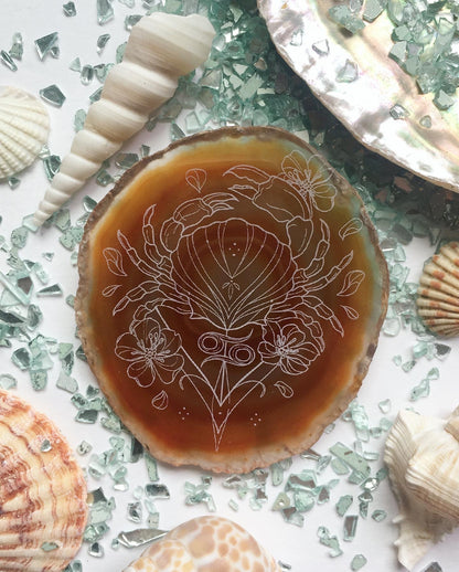 "Protection" Cancer Crab Zodiac Sign Agate Slice ♋️✨ - Fractalista Designs