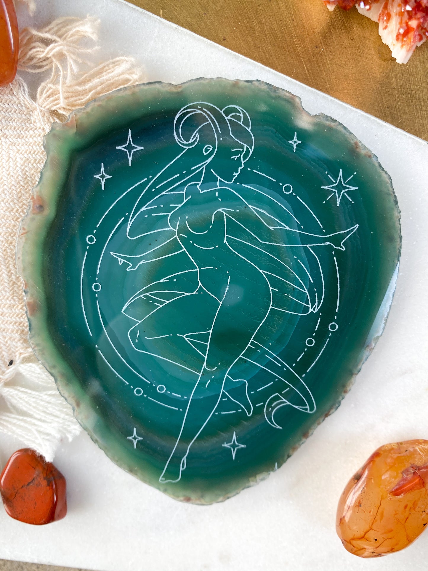 "Leadership" Aries Zodiac Astrology Goddess Agate Slices - Fractalista Designs