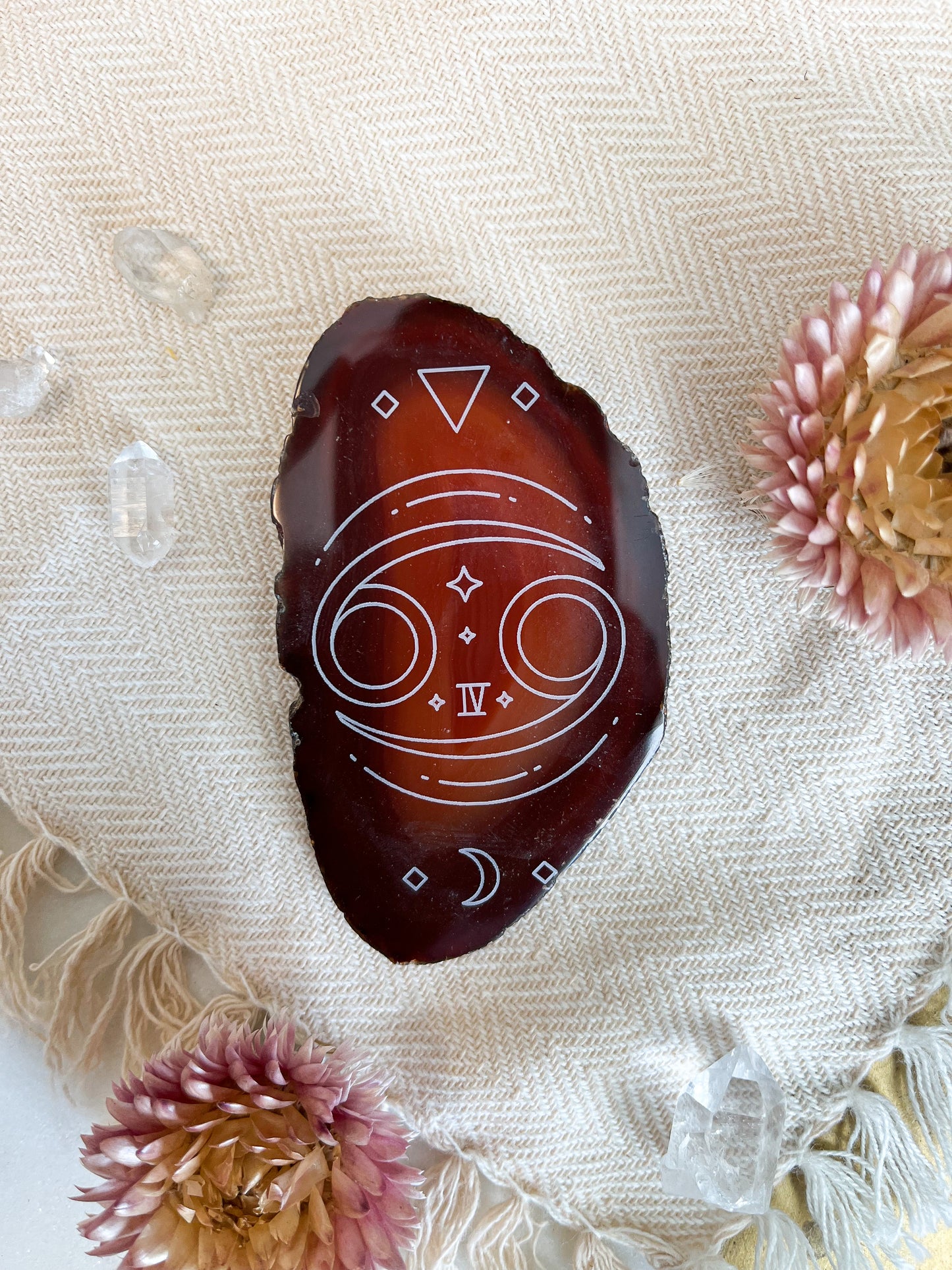 "Home" Cancer Symbol Zodiac Agate Slice ♋️✨ - Fractalista Designs