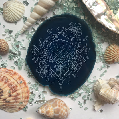 "Protection" Cancer Crab Zodiac Sign Agate Slice ♋️✨ - Fractalista Designs